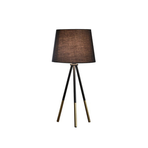 English Elm 20" Devon Tripod Table Lamp Matte Black & Gold Metal Accent, Semi-Drum Shade, LED Compatible B072116180