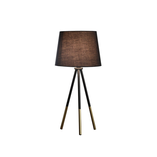 English Elm 20" Devon Tripod Table Lamp Matte Black & Gold Metal Accent, Semi-Drum Shade, LED Compatible B072116180