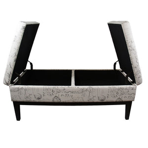 English Elm 19.5" Plush Upholstered Storage Bench with Dual Lift, Old-World Print Multicolor, 48" Seat, Sturdy Frame B072116481