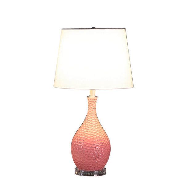 English Elm 28" Pink Telli Pebble Mid-Century Resin Table Lamp — Pink Pebble Polyresin, Acrylic Base, Drum Shade, UL Listed B072116327