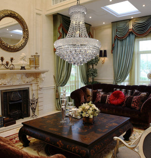 English Elm 26" Adagio Empire LED Chandelier with Imported Crystal Drops, 12×5W Bulbs, Silver Finish, 26" H B072116246