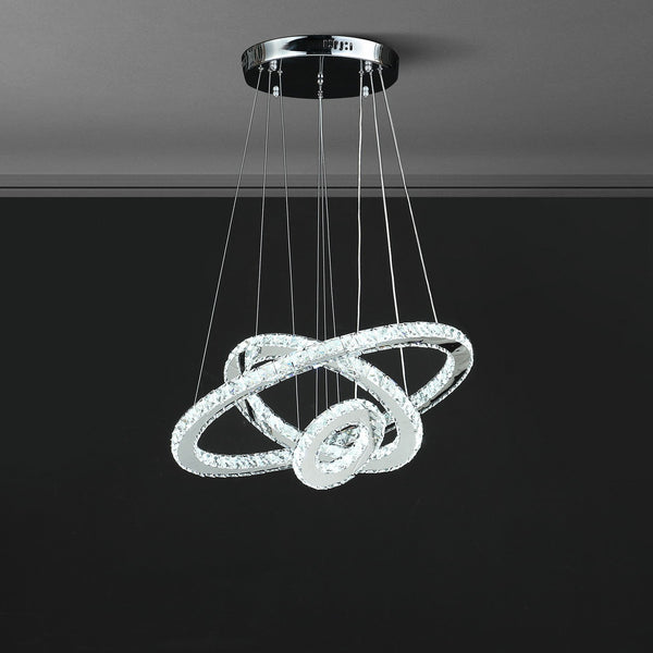 English Elm 11.8" Eira Modern Crystal Chandelier - Adjustable Led, Remote Control, Dimmable, Elegant Home Lighting B072116682