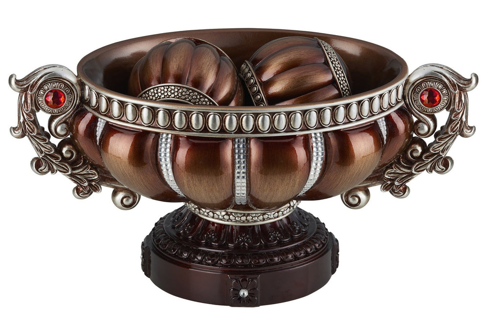 English Elm 8" Polyresin Decorative Bowl with Classical Greek Engravings and Antique Bronze Finish B072116428