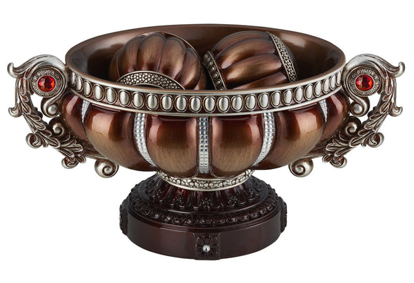 English Elm 8" Polyresin Decorative Bowl with Classical Greek Engravings and Antique Bronze Finish B072116428