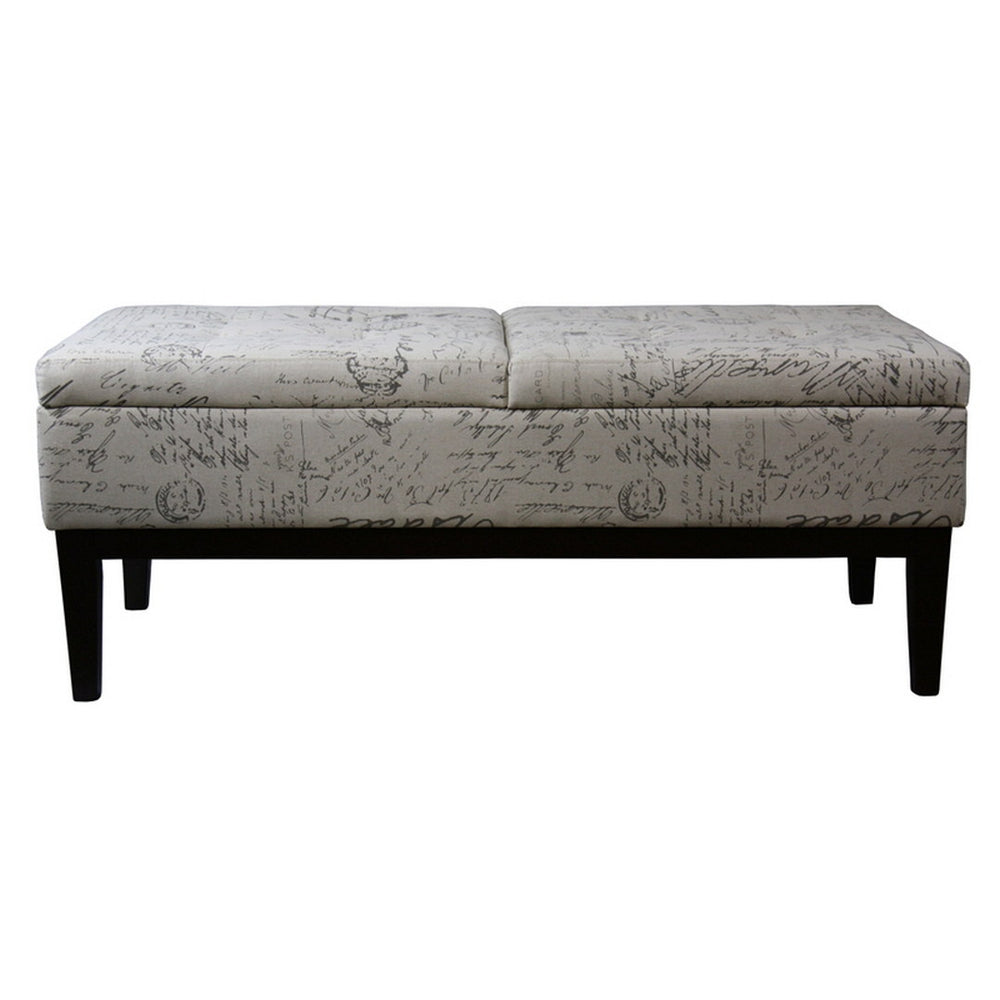 English Elm 19.5" Plush Upholstered Storage Bench with Dual Lift, Old-World Print Multicolor, 48" Seat, Sturdy Frame B072116481