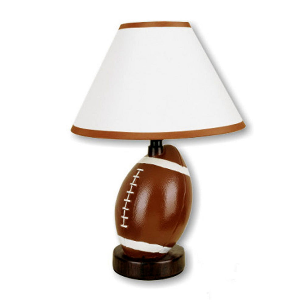 English Elm 13.5" Football Ceramic Table Lamp with Linen Shade, Multicolor Pigskin Design for Fans & Dorms B072116102
