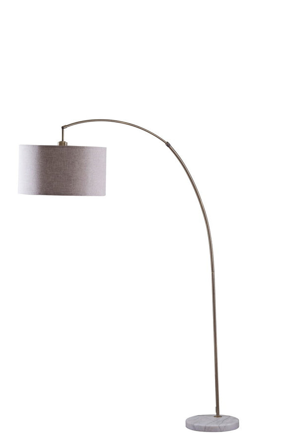 English Elm 86" Tall Metal Floor Arc Lamp "Bowery" - Elegant Antique Gold & Beige Shade For Warm Ambient Lighting B072116138