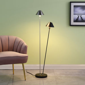 English Elm 47.5" Industrial LED Double G9 Floor Lamp - Matte Black & Brushed Nickel, Energy-Saving 2700K Warm Light B072116570