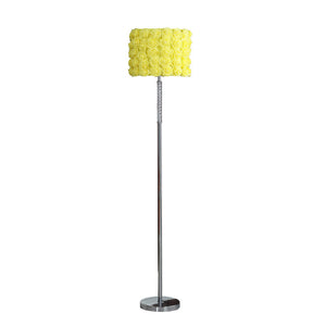 English Elm 63"In Yellow Roses In Bloom Acrylic/Metal Floor Lamp with Twisted Clear Acrylic Body, Chrome Base, Drum Shade B072116667