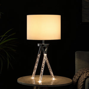 English Elm 26.25" Mid Century Birgit LED Table Lamp with Acrylic Bubble Legs, Silver Chrome Finish, 600Lm B072116678