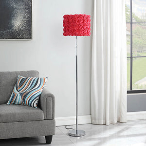 English Elm 63"In Red Roses In Bloom Acrylic/Metal Floor Lamp - Clear Twisted Body, 16-Row Rose Shade, Chrome Base B072116666