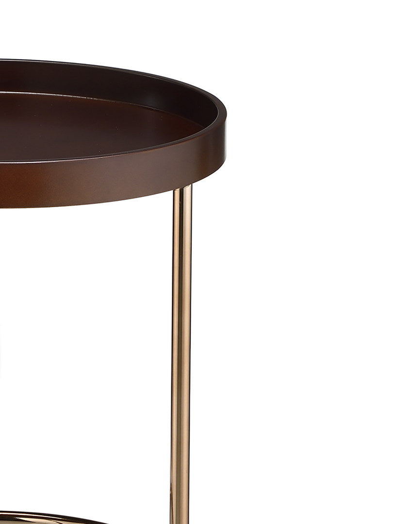English Elm 21.75" Espresso Edie Mid-Century Side Table with Acrylic Lipped Edge & Copper Chrome Legs, Stylish Storage B072115857