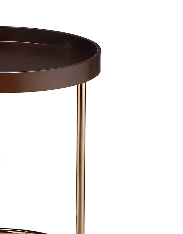 English Elm 21.75" Espresso Edie Mid-Century Side Table with Acrylic Lipped Edge & Copper Chrome Legs, Stylish Storage B072115857
