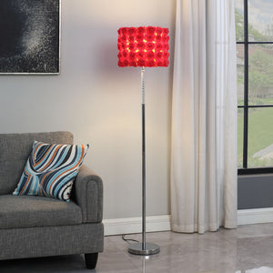 English Elm 63"In Red Roses In Bloom Acrylic/Metal Floor Lamp - Clear Twisted Body, 16-Row Rose Shade, Chrome Base B072116666