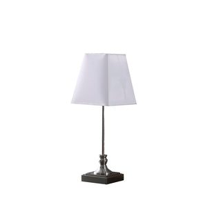 English Elm 18.75" Leil Mid Century Square Brush Table Lamp with White Rectangular Linen Shade, Sleek Modern Design Silver B072116602