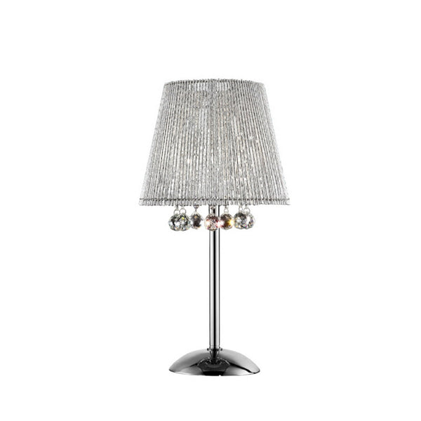 English Elm 27.5" Dreamer Table Lamp with Crystal Beading & Chrome Empire Shade, 27.5" Tall Elegant Accent Lamp B072116225