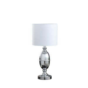 English Elm 25" Ambros Silver Chrome Urn Table Lamp with White Cotton-Linen Drum Shade, Sleek Metal Accent Lighting B072116643