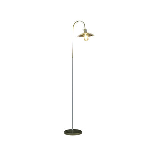 English Elm 64.25" Industrial Farm Floor Lamp Satin Matte Gold Cage White Pole LED Compatible Edison-Ready Accent Light B072116608