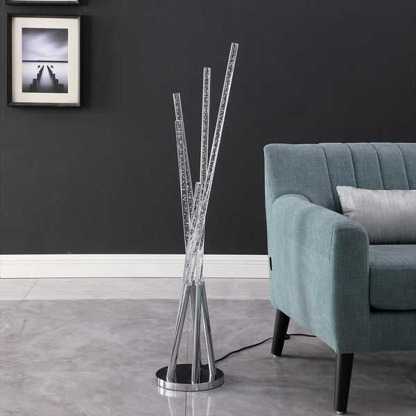 English Elm 48.75" Carina Modern 5-Arm Acrylic Bubble LED Floor Lamp Silver Chrome Metal, 800 Lumens, 3000K B072116681