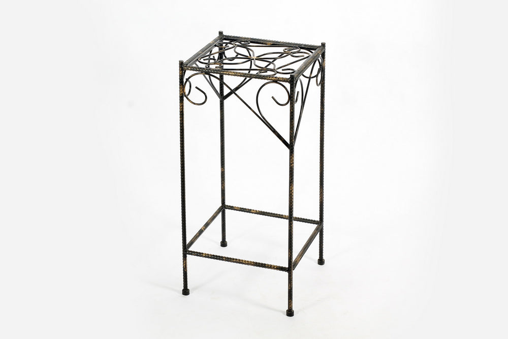 English Elm 26.18" Large Celtic Clover Square Plant Stand — Black/Gold Cast Metal, Durable Powder-Coat Finish, Fully Assembled 26.18" B072115985