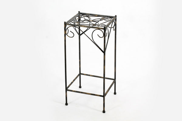 English Elm 26.18" Large Celtic Clover Square Plant Stand — Black/Gold Cast Metal, Durable Powder-Coat Finish, Fully Assembled 26.18" B072115985