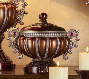 English Elm 11.5" Tall Delicata Decorative Jewelry Box – Elegant Reddish Bronze With Silver Accents & Gem Detail B072116374