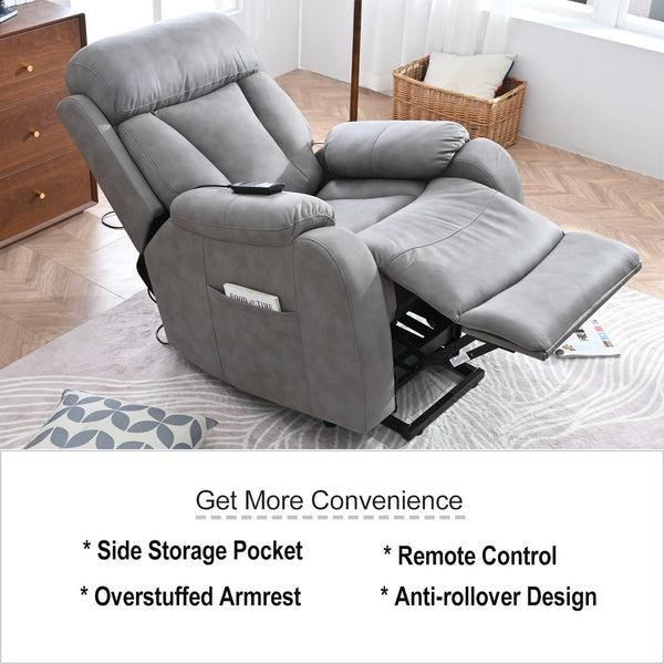 English Elm Electric Power Lift Recliner with Remote Control, Soft Fabric, Padded Arms, Infinite Positions, 330lb Capacity W1028S00033
