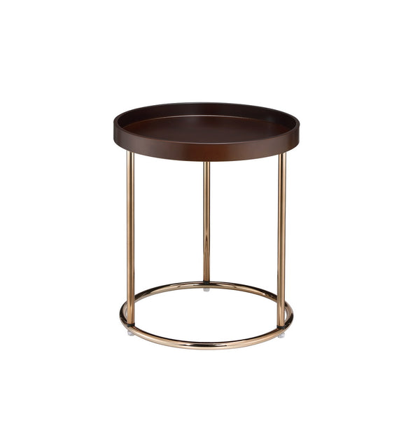 English Elm 21.75" Espresso Edie Mid-Century Side Table with Acrylic Lipped Edge & Copper Chrome Legs, Stylish Storage B072115857