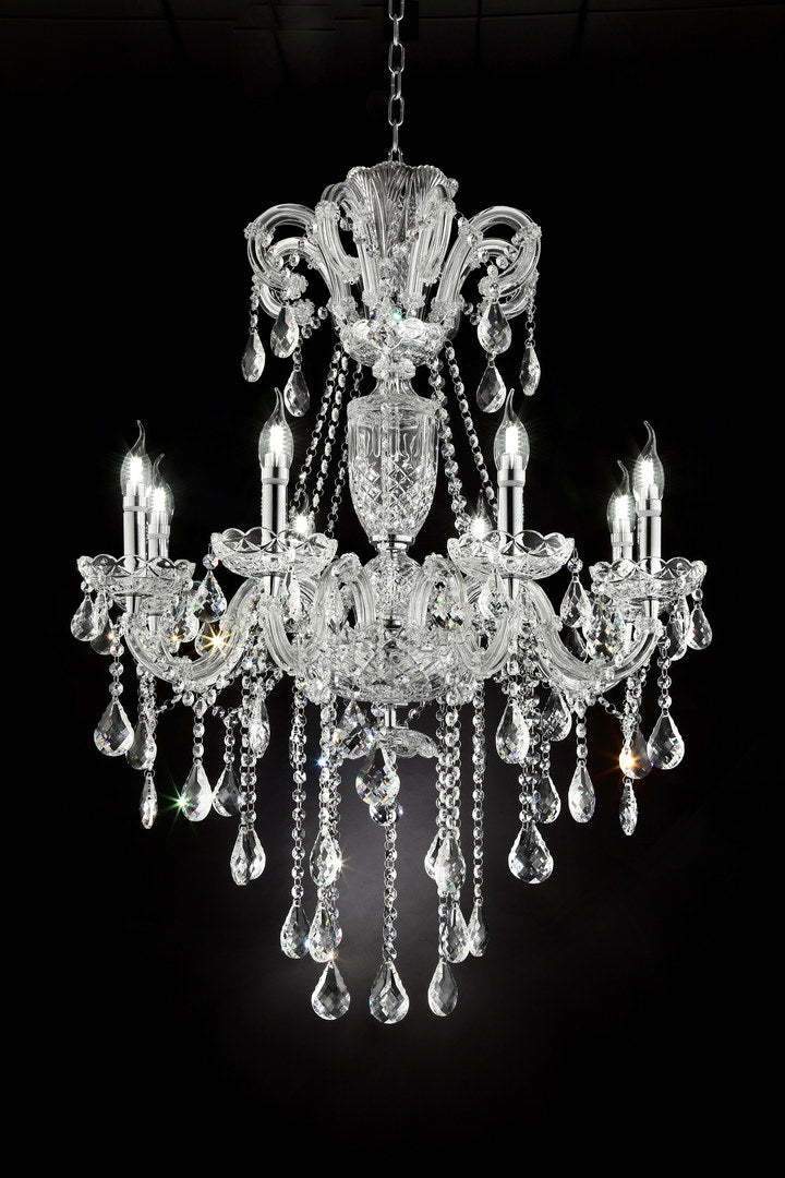English Elm 37" Elegant Eilish Silver Crystal 8-LED Chandelier with Baroque Pendants, Chrome Frame, UL Listed B072116577