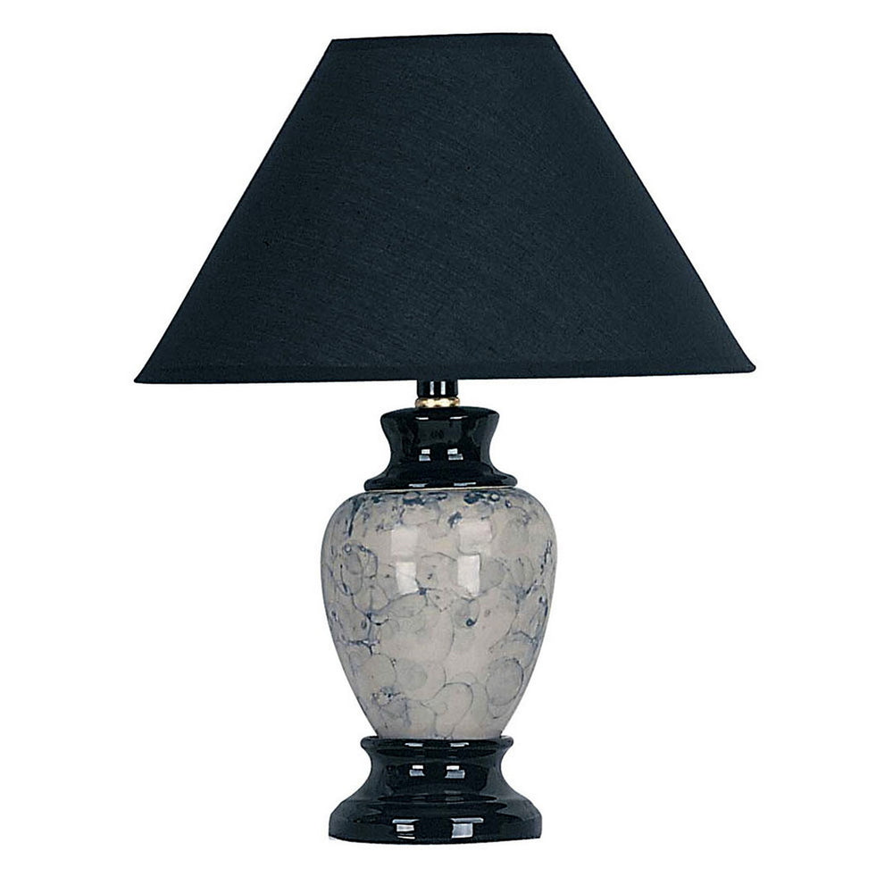 English Elm 13" Elegant Urn-Shaped Ceramic Table Lamp With Black Marble Finish & Burgundy Linen Shade For Cozy Ambiance B072116108