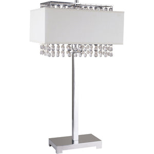 English Elm 28" Elegant Metal Table Lamp with Crystal Strand Inner Shade and White Linen Outer Shade, UL Listed Multicolor B072116151