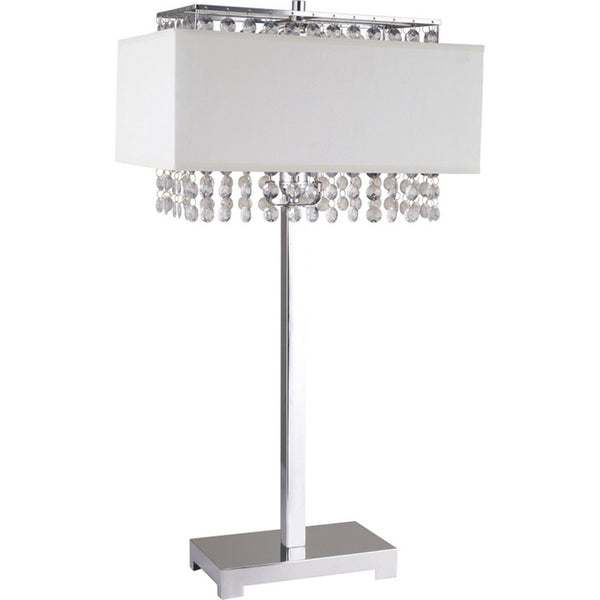 English Elm 28" Elegant Metal Table Lamp with Crystal Strand Inner Shade and White Linen Outer Shade, UL Listed Multicolor B072116151