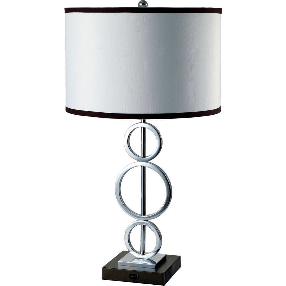 English Elm 29" Tall Metal Table Lamp - Modern Silver Finish With White Round Shade For Elegant Illumination B072116167