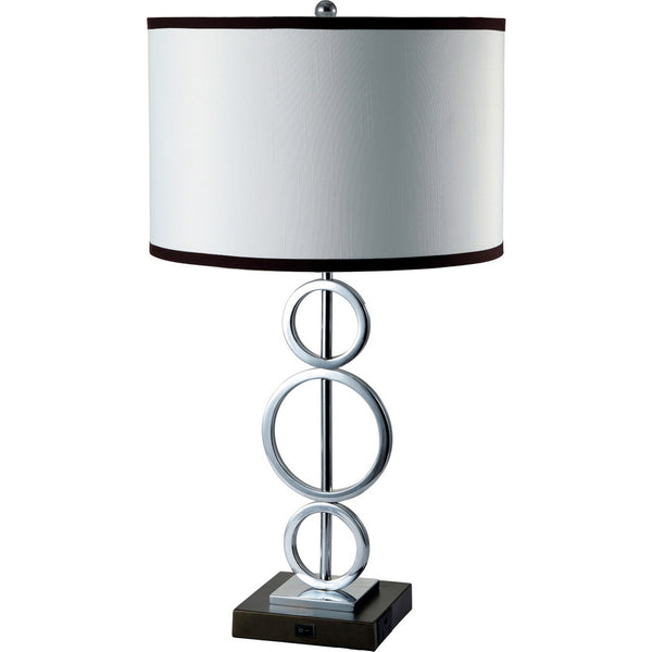 English Elm 29" Tall Metal Table Lamp - Modern Silver Finish With White Round Shade For Elegant Illumination B072116167