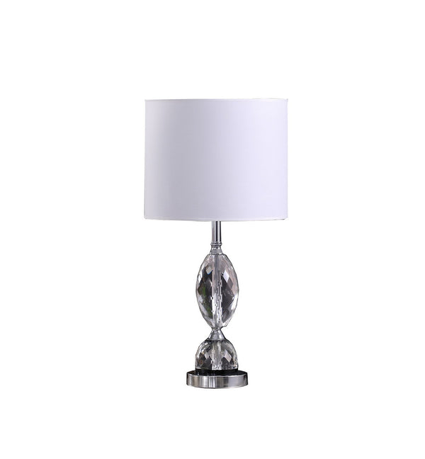 English Elm 23.75" Elegant Georgia Pear-Cut Crystal Table Lamp with Silver Chrome Base, Multicolor Prisms & White Shade B072116622