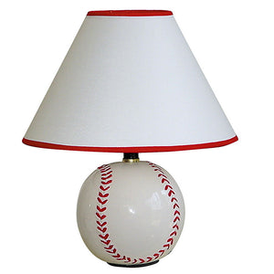 English Elm 12" Charming Ceramic Baseball Table Lamp With Linen Shade – Perfect For Kids' Rooms & Game Spaces B072116101