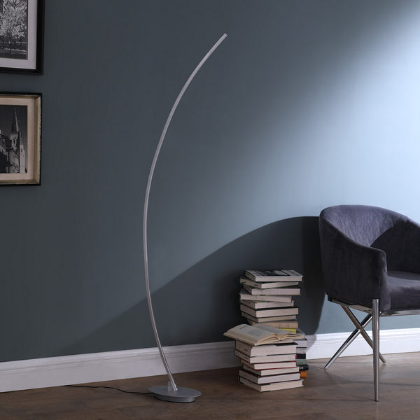 English Elm 62.25-Inch Bradie Brushed Nickel LED Arc Floor Lamp – Energy-Saving 18W 1600 Lumen 3000K Warm Glow Silver B072116305