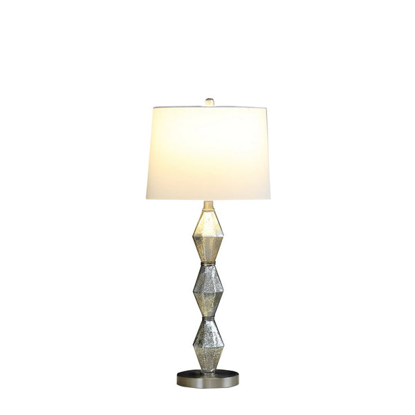 English Elm 29.5" Emil Moderne Geometric Glass Table Lamp In Brushed Silver – Elegant Lighting For Any Room B072116672