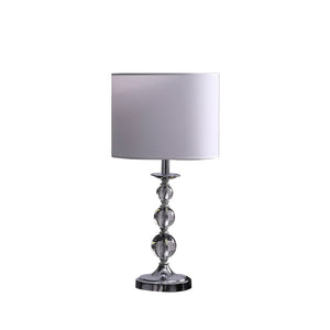English Elm 19.75" Ascending Solid Crystal Orbs Table Lamp in Chrome Silver with White Drum Shade, Luxe Glow B072116592