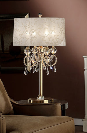 English Elm 32.5" Aurora Metal Table Lamp with Brass Gold & Crystal Accents, 32.5" Tall Elegant Multicolor Shade 安迪 B072116240