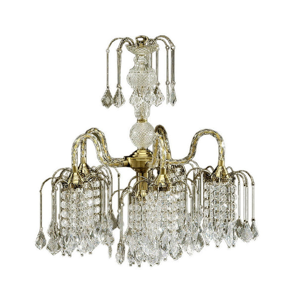 English Elm 25" Elegant Metal Chandelier With Antique Brass Finish, Teardrop Crystals For Timeless Style B072116082