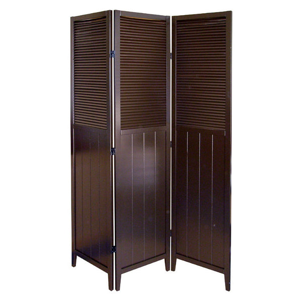 English Elm 70" Tall 3-Panel Screen Room Divider - Stylish "Shutter Door" Design In Espresso For Any Space B072115976
