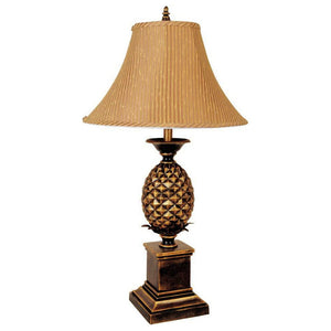English Elm 32" 32" Tall Pineapple Table Lamp Antique Gold Finish with Taupe Bell Shade, 3-Way Bulb Ready, UL-Listed B072116048