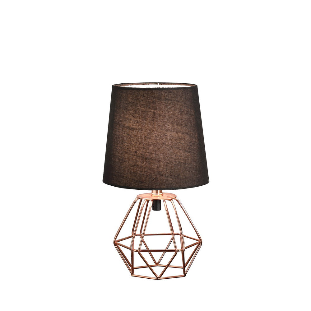 English Elm 11.25" Copper Metal Table Lamp Wesley Geometric — Modern Wire Base, Black Semi-Drum Shade, UL Listed B072116179
