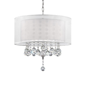English Elm 19" Modern Ceiling Lamp "Moiselle" With Crystal Drops And Silvery Linen Shade For Glamorous Spaces B072116227