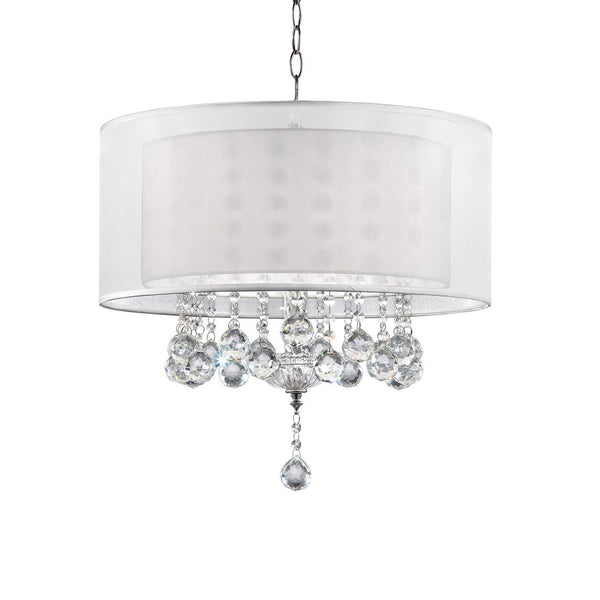 English Elm 19" Modern Ceiling Lamp "Moiselle" With Crystal Drops And Silvery Linen Shade For Glamorous Spaces B072116227