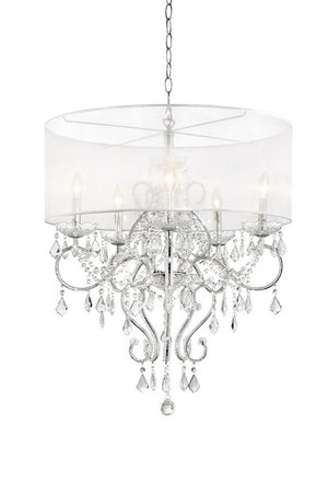 English Elm 31.5" Elegant Evangelia Ceiling Lamp – Silver Polished Chrome, Crystal Accents, LED/CFL Ready B072116233