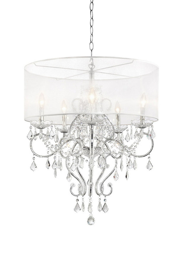 English Elm 31.5" Elegant Evangelia Ceiling Lamp – Silver Polished Chrome, Crystal Accents, LED/CFL Ready B072116233