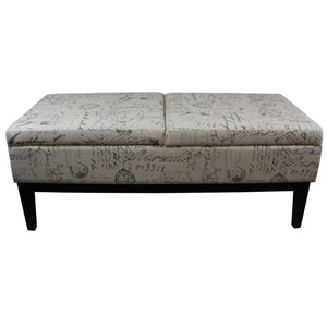 English Elm 19.5" Plush Upholstered Storage Bench with Dual Lift, Old-World Print Multicolor, 48" Seat, Sturdy Frame B072116481