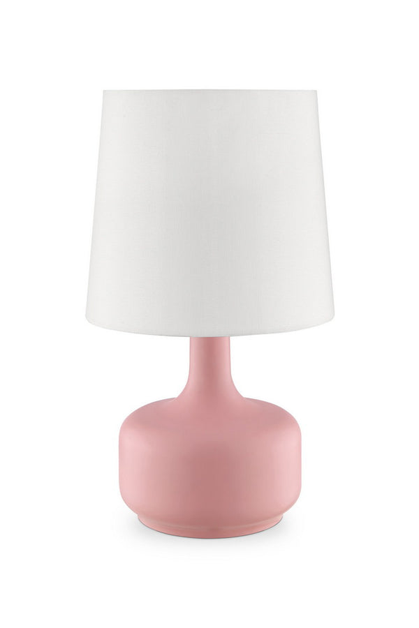 English Elm 17.25" Cheru Modern Mid-Century Touch Table Lamp – Powdered Metal Finish, 3-Way Touch-On, Sleek Decor Pink B072116251